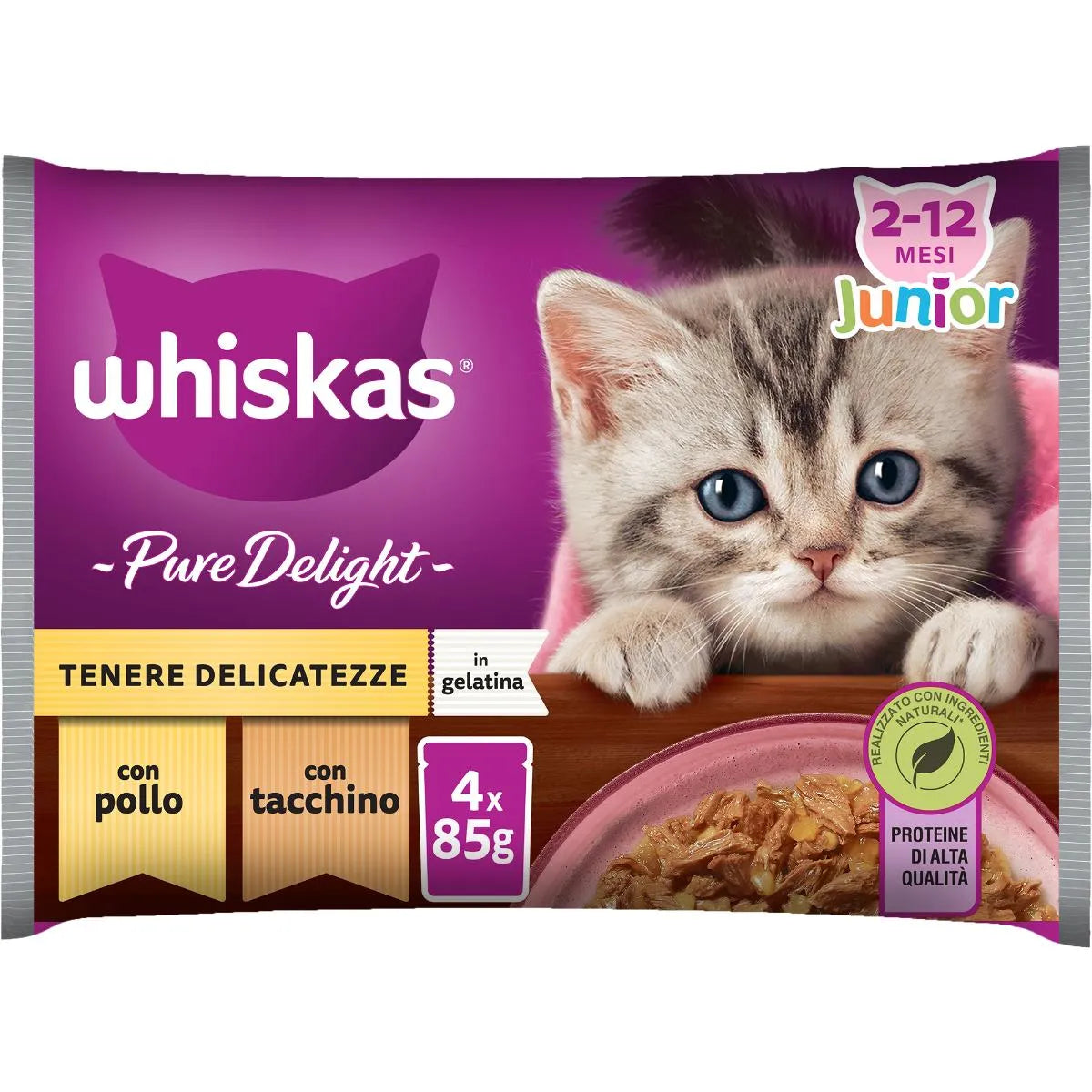 4x85g Whiskas Pure Delight Junior in Gelatina 4x85g Whiskas Pure Delight Junior in Gelatina